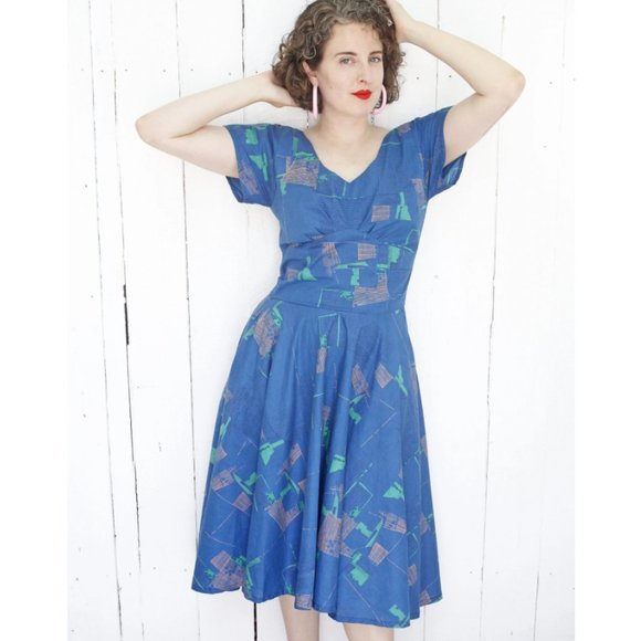 Vintage Handmade Cotton Dress Midcentury - Picture 1 of 8